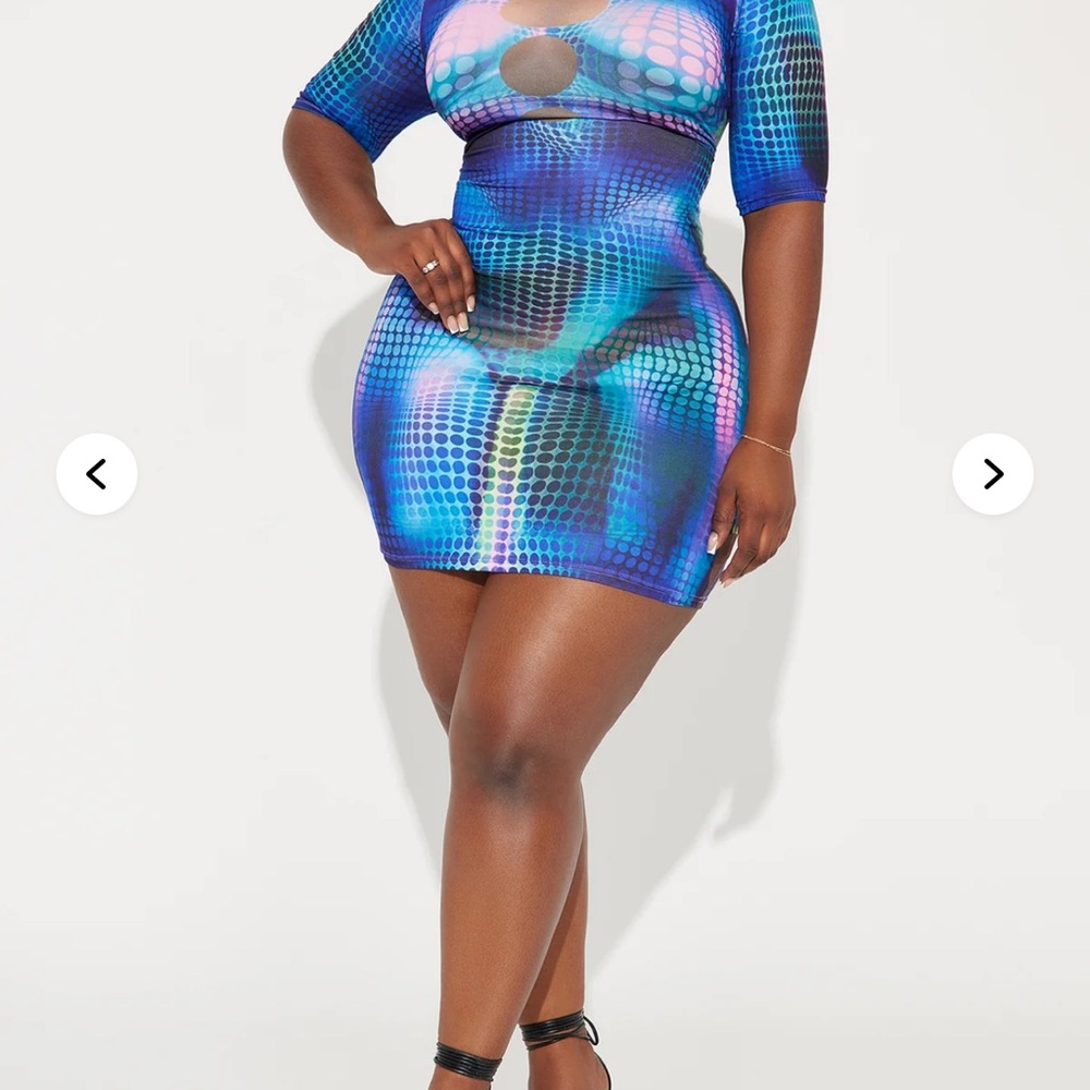 Fashion Nova Blue and Purple Mini Dress